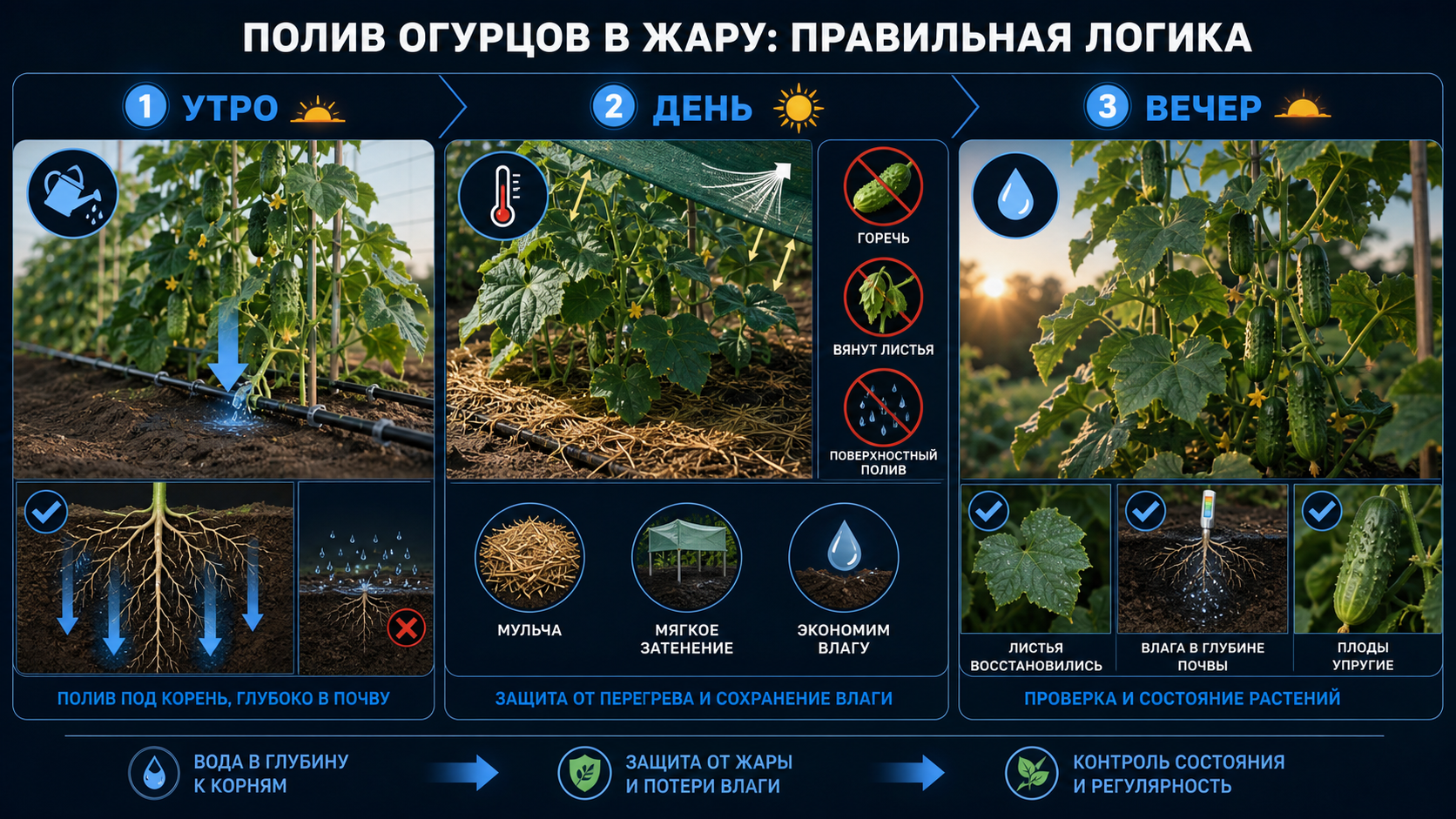 Инфографика по поливу огурцов в жару